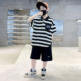 儿童装男童夏装套装新款运动夏季男孩中大童薄款夏款酷帅气潮，童装休闲套装，摩比熊