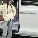 女童撞色毛衣套装秋冬新款中大童卡通刺绣针织衫阔腿裤两件套，童装毛衣，摩比熊