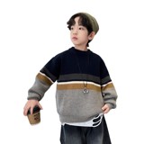 男童加厚毛衣新款秋冬款男孩中大童冬装儿童针织衫上衣洋气潮，童装毛衣，摩比熊