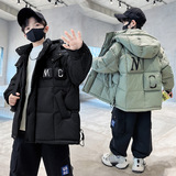 男童棉服新款儿童洋气时髦冬装加厚中大童男孩加棉棉衣外套潮，童装棉衣，摩比熊