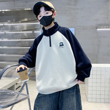 男童冬装立领卫衣一体加绒加厚冬季新款男孩帅气运动上衣，童装卫衣/绒衫，摩比熊