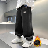 男童灯芯绒裤子加绒秋冬款新款加厚冬季长裤休闲中大儿童男孩，童装裤子，摩比熊