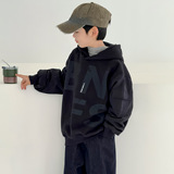 男童连帽卫衣冬季加绒一体绒儿童上衣新款中大童装冬装潮，童装卫衣/绒衫，摩比熊