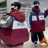 童装男童加厚连帽羽绒服冬季新款男童拼接帅气保暖外套潮，童装羽绒服，摩比熊