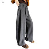 女童加绒糯米裤年秋冬新款休闲弯刀裤中大阔腿长裤，童装裤子，摩比熊