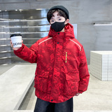 男童冬装红色棉服新款儿童中大童棉袄冬季本命年加厚棉衣外套，童装棉衣，摩比熊