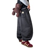 男童裤子冬季儿童加绒一体绒冬装格子裤秋冬新款灯笼裤潮男孩，童装裤子，摩比熊