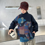 男童冬装卡通年服毛衣大童新款冬季男孩保暖加厚毛衫打底，童装毛衣，摩比熊