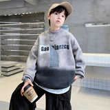 男童冬装加绒卫衣扎染新款加厚保暖一体绒痞帅儿童半高领上衣，童装卫衣/绒衫，摩比熊