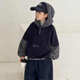 男童卫衣加绒加厚冬季儿童一体绒上衣新款中大童装冬装潮，童装卫衣/绒衫，摩比熊