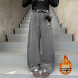 女童羊羔绒裤子冬季加厚新款儿童一条过冬特厚大童加绒阔腿裤，童装裤子，摩比熊