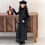 女童马甲套装冬季新款韩系打底衫阔腿裤三件套中大童时髦冬装，童装休闲套装，摩比熊