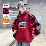 男童加绒红色卫衣冬季新款儿童中大童本命马年加厚新年服，童装卫衣/绒衫，摩比熊