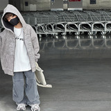 男童深秋款加绒加厚卫衣外套新款中大儿童时髦休闲连帽外套潮，童装外套，摩比熊