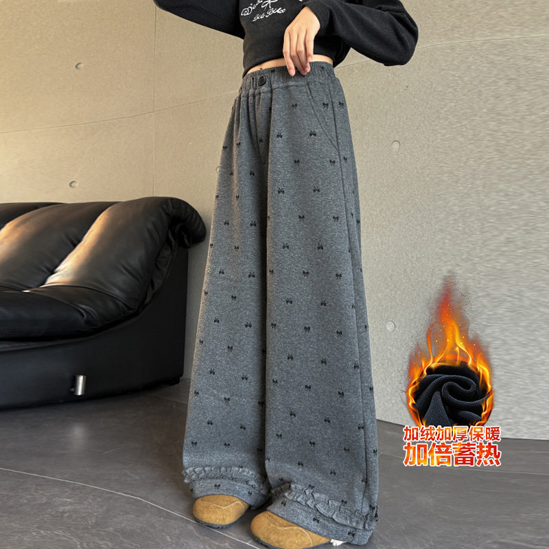 女童超好看加绒裤子冬新款儿童糯米裤女大童初中生加厚运动裤，童装裤子，摩比熊