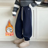 女童加绒裤子冬季新款儿童洋气休闲冬装女大童加厚束脚裤，童装裤子，摩比熊