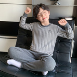 男童秋衣秋裤套装冬季新款中大童秋冬款德绒儿童男孩保暖内衣，童装家居服（睡衣），摩比熊