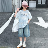 女童夏季短袖短裤运动休闲套装中大童时髦洋气夏装儿童韩版夏款潮，童装休闲套装，摩比熊