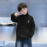 男大童卡通加厚一体绒高领打底毛衣冬装新款儿童保暖针织线衣，童装毛衣，摩比熊