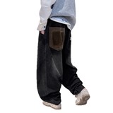 儿童装男童冬装裤子新款中大童秋冬款加绒加厚男孩冬季牛仔裤，童装裤子，摩比熊