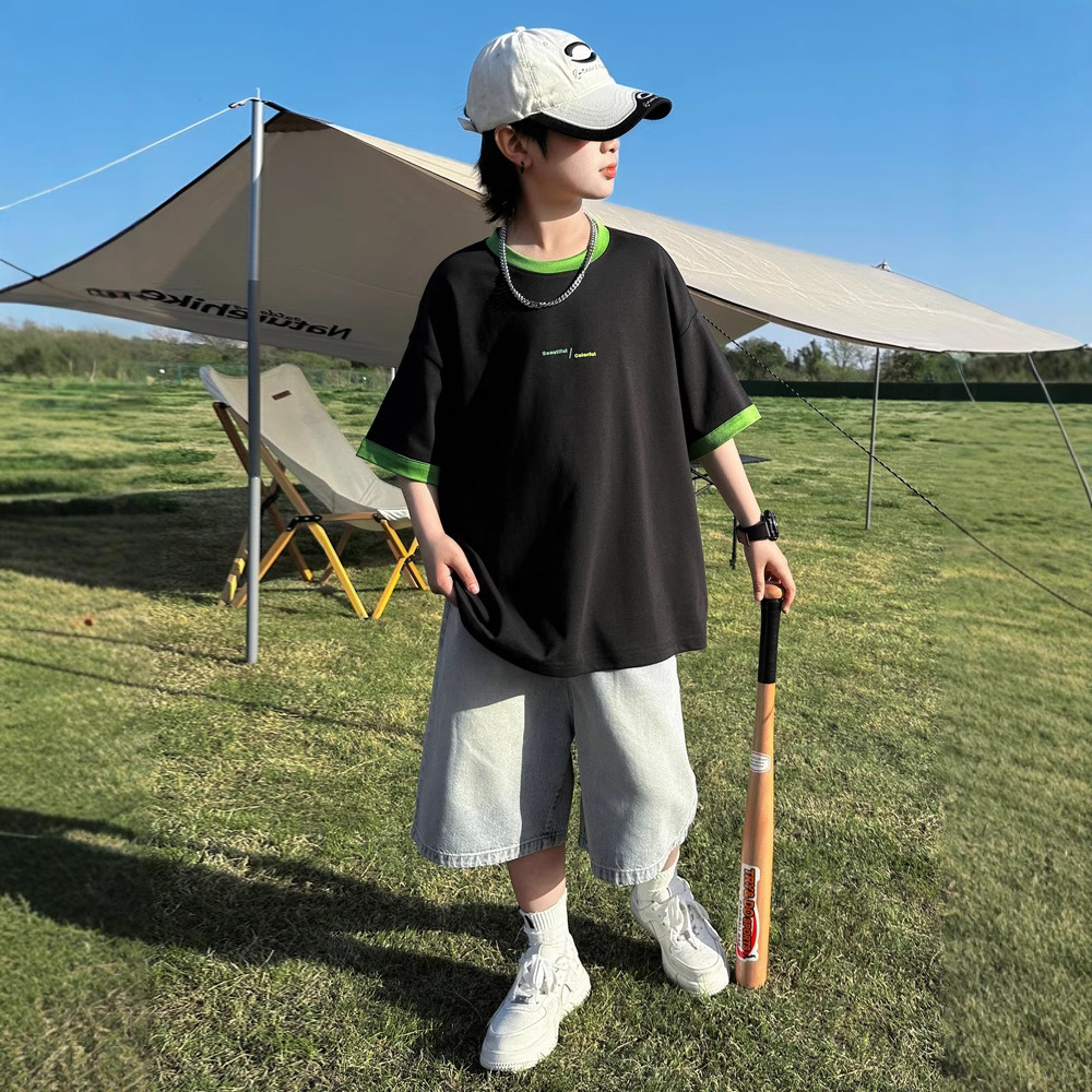 男童夏装套装新款儿童夏季短袖运动宽松潮酷帅气时髦大童夏款，童装休闲套装，摩比熊