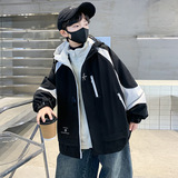 童装男童秋冬夹棉连帽外套新款大童冬季三合一可拆卸冲锋衣潮，童装棉衣，摩比熊