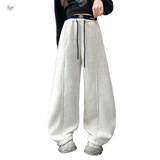 女童年冬季新款腰口绣花加绒弯刀裤女大童拼接加厚保暖阔腿裤，童装裤子，摩比熊