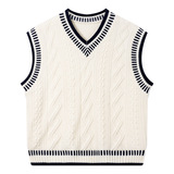 男大童秋冬季韩范加厚V领背心毛衣新款儿童男孩内搭针织马甲，童装毛衣，摩比熊