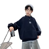 男童加绒卫衣一体绒款新款大儿童冬季加厚上衣男孩冬装潮，童装卫衣/绒衫，摩比熊