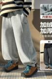 童装男童泡泡绒裤子冬季新款儿童加厚休闲裤大童加绒运动，童装裤子，摩比熊