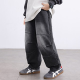 男童加绒牛仔裤秋冬款新款儿童冬季一体绒加厚裤子大男孩冬装，童装裤子，摩比熊