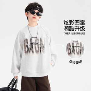 男大童冬季韩范半高领加绒卫衣新款儿童男孩加厚运动宽松上衣,童装卫衣/绒衫,摩比熊