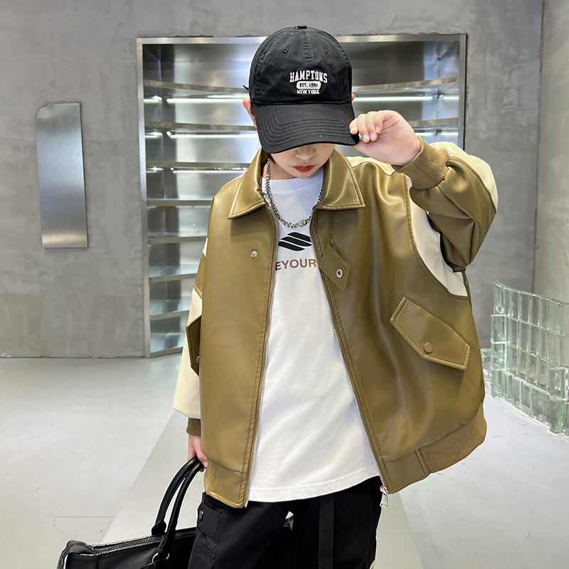 男童外套春秋款新款中大童男孩秋季帅酷防风皮衣炸街夹克潮装，商品下架区商品下架区，摩比熊