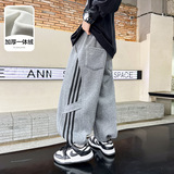 男童冬装中大童加绒加厚一体绒休闲新款儿童冬季宽松裤子，童装裤子，摩比熊