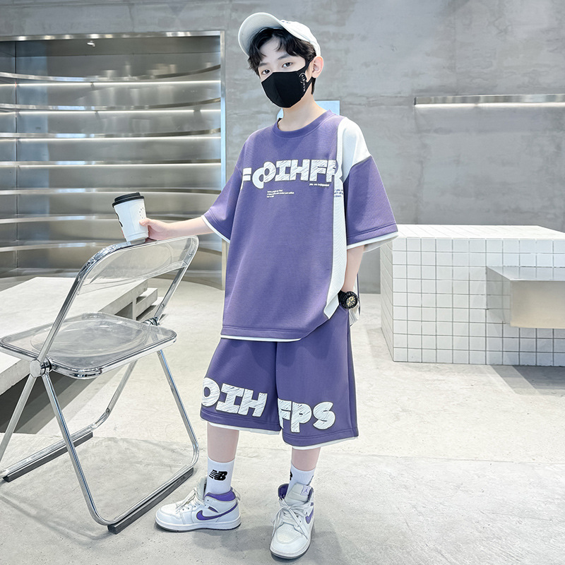 男童夏装运动套装新款儿童衣服宽松中大童短袖两件套薄款洋气，童装休闲套装，摩比熊
