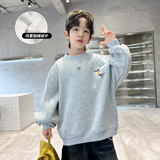 男童加绒卫衣新款中大儿童一体绒卡通上衣加厚韩范冬季潮，童装卫衣/绒衫，摩比熊