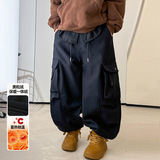 男童裤子冬季儿童加绒一体绒工装裤秋冬新款大童装冬装休闲裤，童装裤子，摩比熊