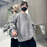 男童秋冬款毛衣新款中大童冬装男孩冬季韩版儿童假两件毛线衣，童装毛衣，摩比熊