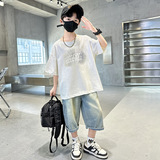 男童夏装套装新款儿童衣服夏季大童运动短袖男孩帅气时髦童装，童装休闲套装，摩比熊