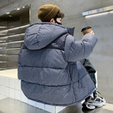 儿童装男童冬装格子连帽加绒棉服新款中大童棉袄男孩加厚棉衣，童装棉衣，摩比熊