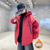 儿童装男童冬装夹棉外套新款中大童秋冬季三合一可拆卸冲锋衣，童装外套，摩比熊