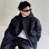 男童夹棉外套新款秋冬款加厚冲锋衣大儿童棉衣男孩冬季派克服，童装外套，摩比熊