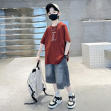 男童夏装套装夏款新款儿童网红炸街中大童夏季男孩酷帅气时髦，童装休闲套装，摩比熊