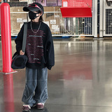 新款男童款休闲字母加绒卫衣中大儿童男孩深秋炸街上衣潮，童装卫衣/绒衫，摩比熊