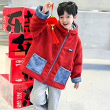 男童红色外套秋冬款新款儿童本命新年加绒冬季加厚马年拜年服，童装外套，摩比熊