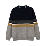 男童秋冬季套头毛衣新款大儿童装加厚保暖休闲拼色针织毛线衫，童装毛衣，摩比熊