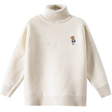 男大童卡通加厚一体绒高领打底毛衣冬装新款儿童保暖针织线衣，童装毛衣，摩比熊