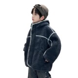 男童加厚羊羔绒外套秋冬季新款儿童夹棉中大童毛毛衣潮酷冬装，童装外套，摩比熊