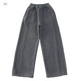 女童加绒弯刀裤年秋冬新款休闲拼接阔腿裤中大童显瘦直筒长裤，童装裤子，摩比熊