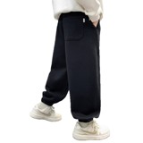 男童加绒裤子秋冬一体绒运动裤新款大儿童冬季加厚棉裤潮，童装裤子，摩比熊